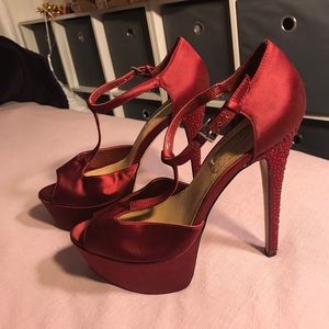 Sexy Red Rhinestone Heels